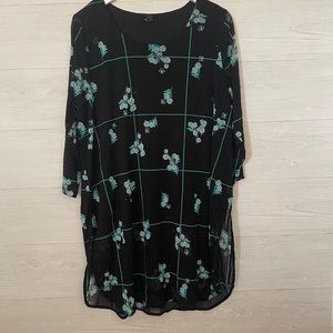 ALFANI Windowpane Petal Top, Size 2X